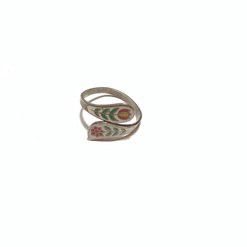 Vintage Nordic enamel sterling silver ring sz 6 - Picture 2 of 2